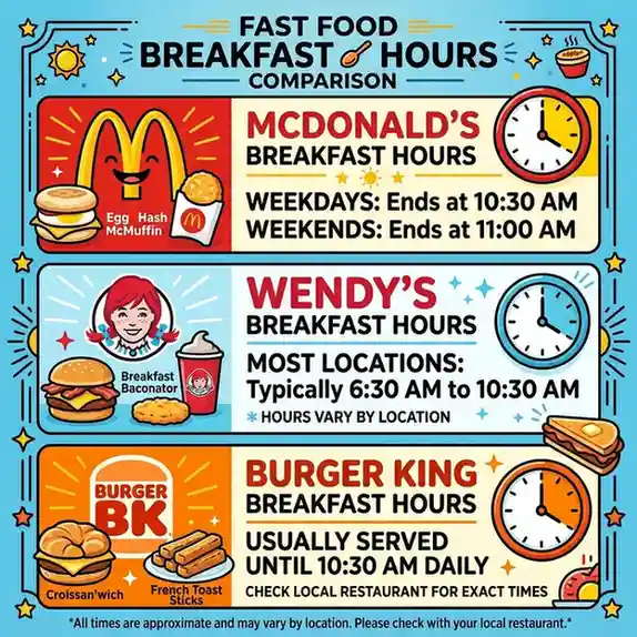 Fast Food Breakfast Hours Comparison Between Top Brands